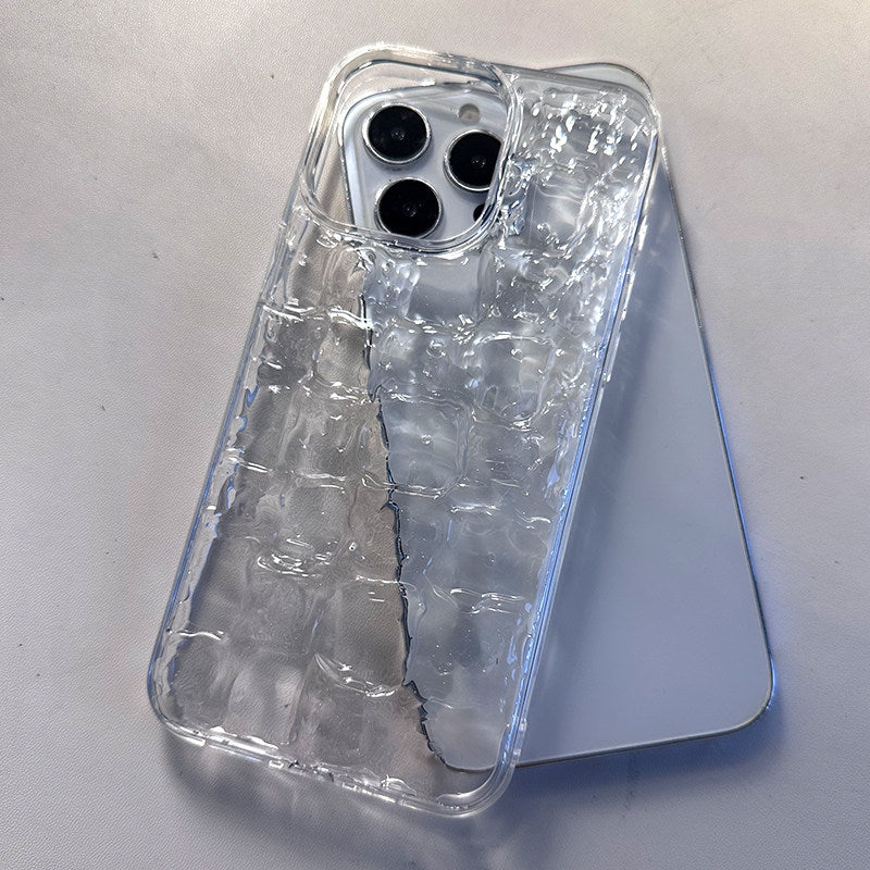 Creative 3D Transparent Checkerboard Phone Case for Apple 15 Pro Max 14 Pro Premium 16 Pro Ice 16 Pro Max Couple 13 Niche 12 Influencer 11 Hard Case 16 Summer Cooling