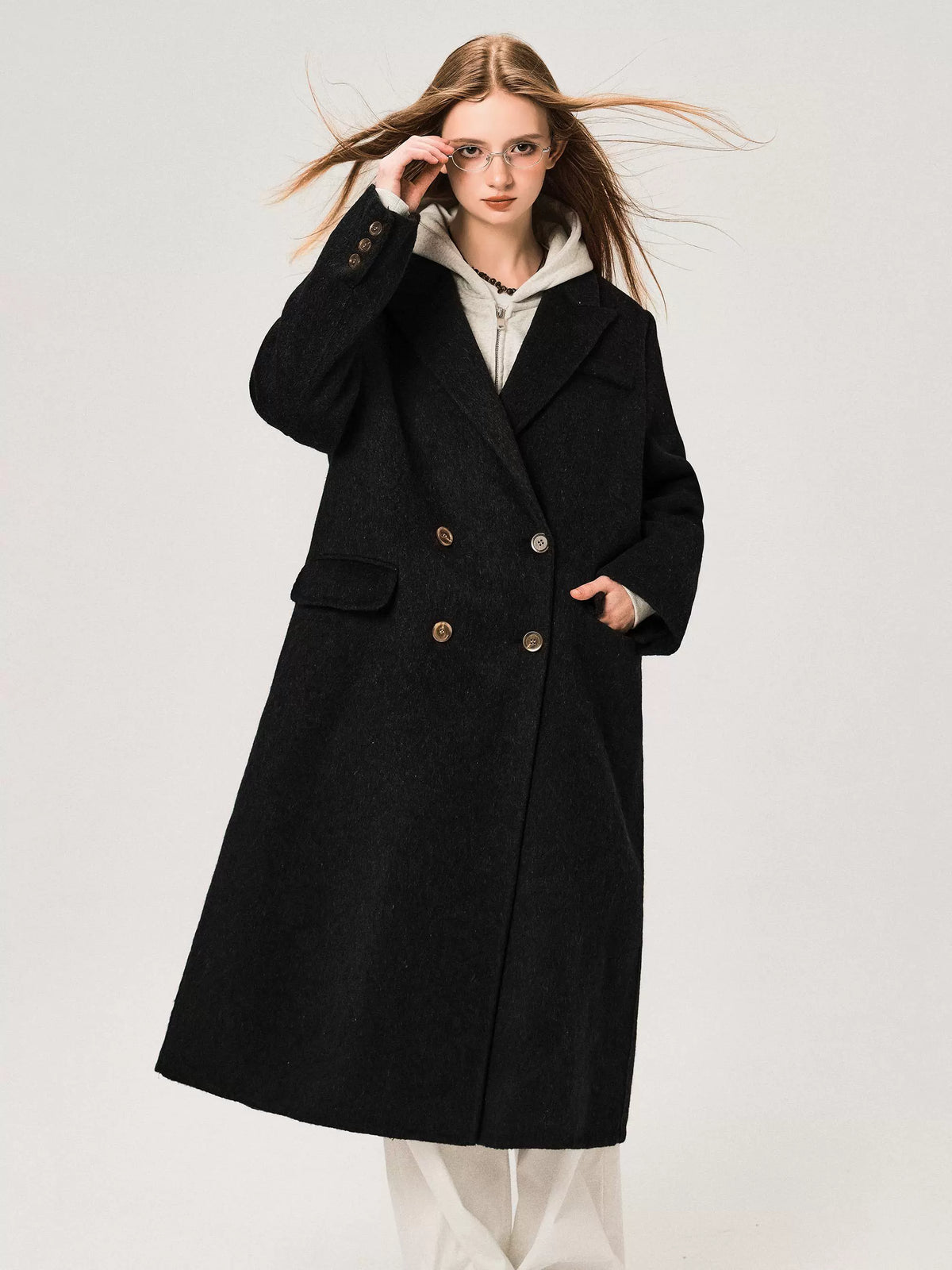 Mid-Length Regular Shoulder Wool Coat