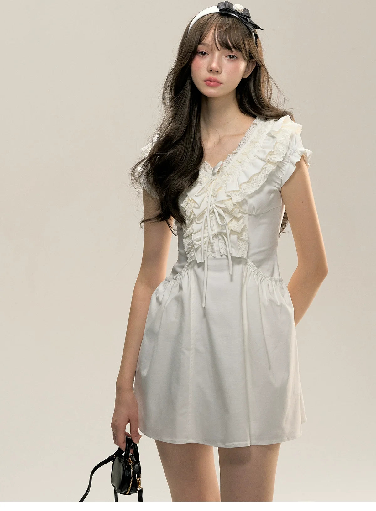 White Ruffle Victorian Cotton Summer Dress