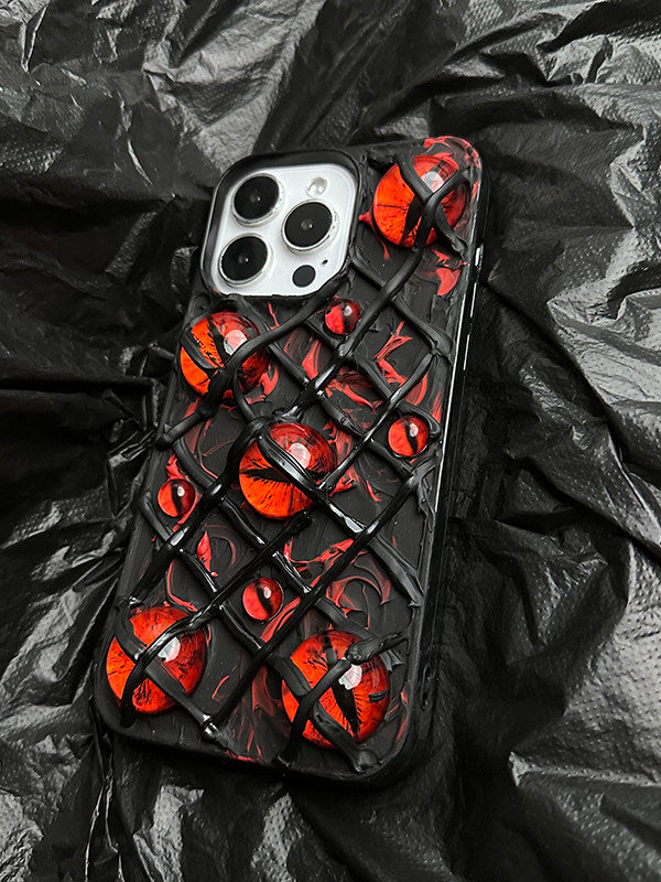 Original Death Eye Phone Case for Apple 16Pro iPhone 14Promax Premium 15Promax New 12Pro Large Hole Anti-Drop 11 Hard Case XR Handmade 12 Simple Dark