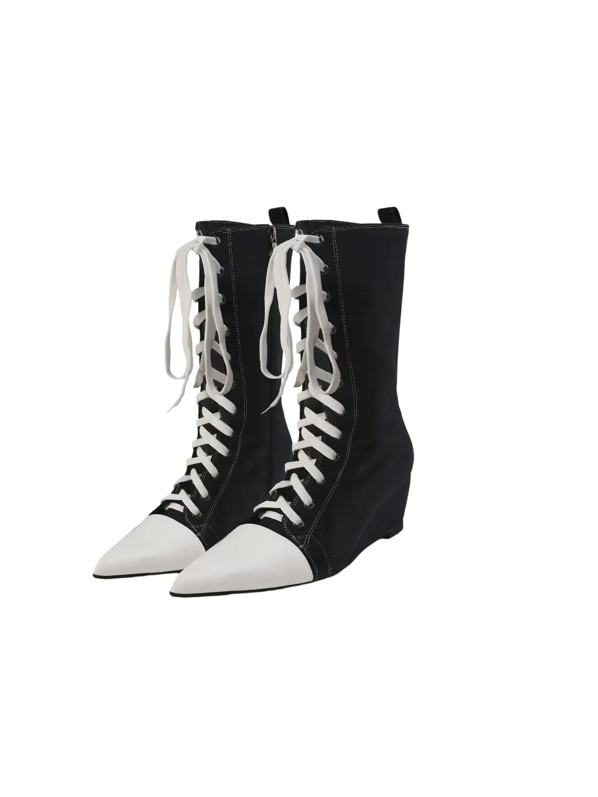 Canvas Pointed Toe Boots