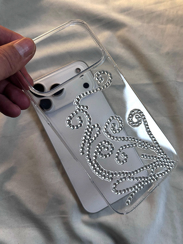 Niche Glitter Rhinestone Floral Phone Case for iPhone 17 Pro, iPhone 16 Pro, High-End 15 Pro Max Handmade Original 14 Pro, Personalized 13 Creative 12 Anti-Fall Couple XR 3D