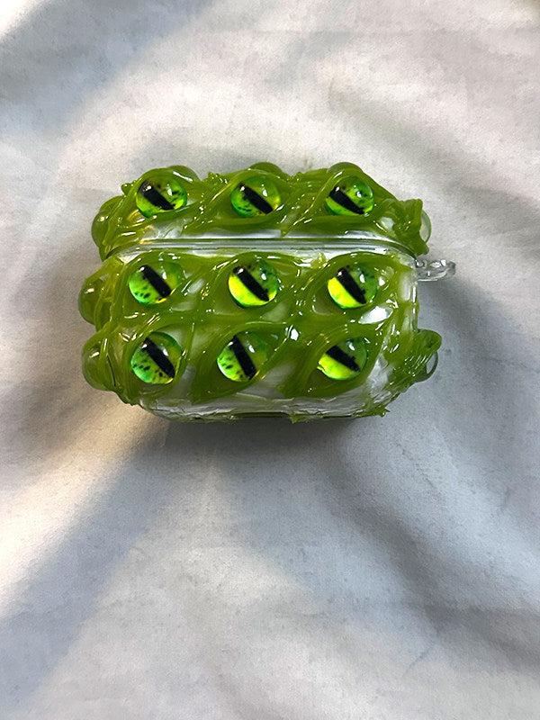 原创冰晶荧光绿眼睛适用airpods4耳机保护壳airpods3蓝牙耳机壳2代高级感3代简约airpod4代情侣1代防摔硬壳