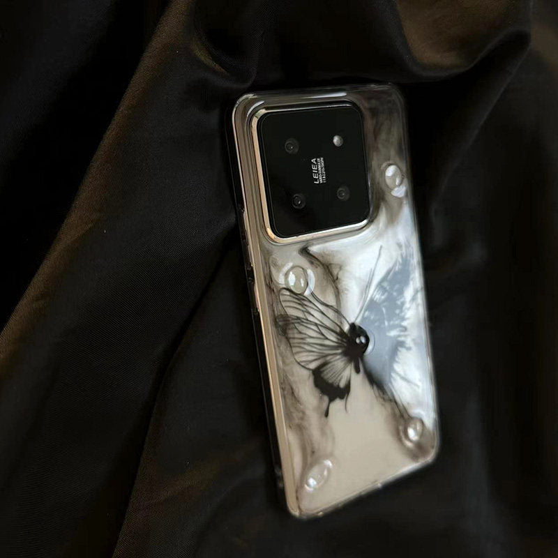 ins晕染雾化蝶适用小米14 Ultra手机壳新款15ultra硬壳14pro极简xiaomi13情侣男女透明13pro个性11全包UL防摔