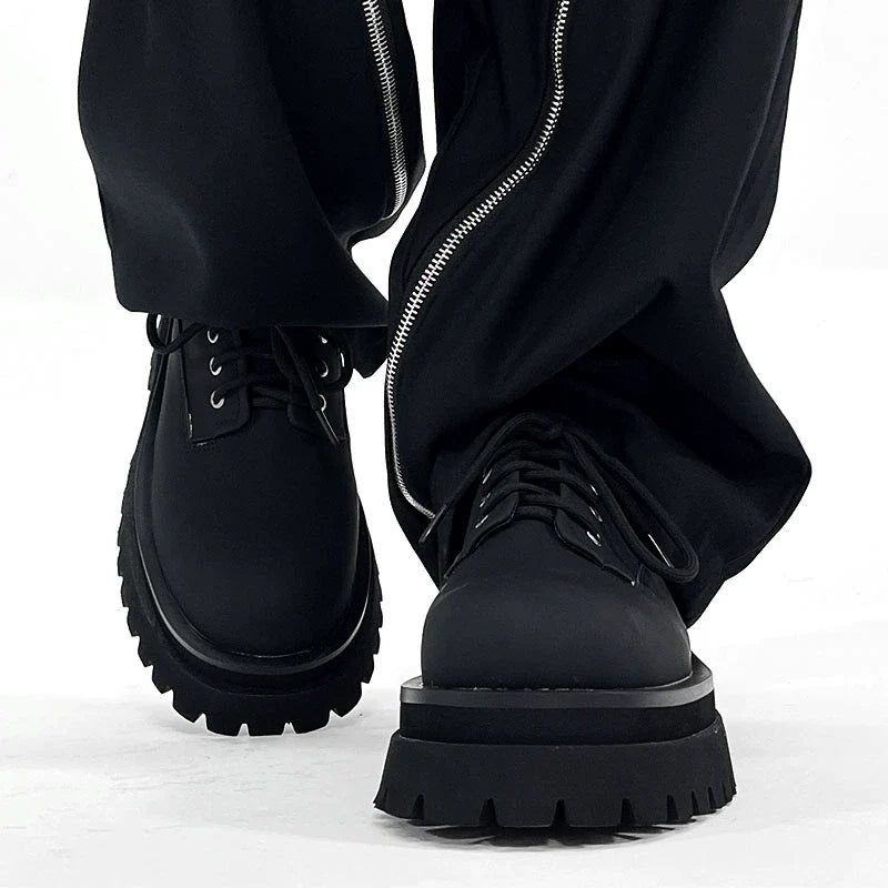 Thick-Soled Chunky Black Platform Derby Shoes