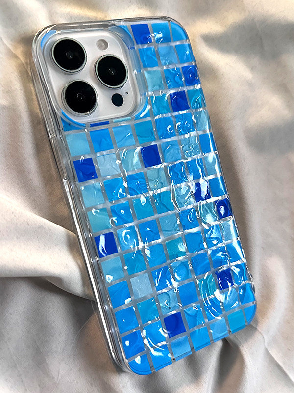Creative Summer Ice Crystal Swimming Pool Phone Case for Apple iPhone 16 Pro, 15 Promax, Premium 14 Promax, Girly 12 Simple Couple 11 Anti-fall X Hard Case Protective Cover XR