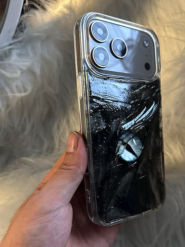 创意新款烟熏眼立体适用iphone17pro手机壳苹果16情侣透明15简约14pro硬壳13高级感12防摔16pro大孔个性17新