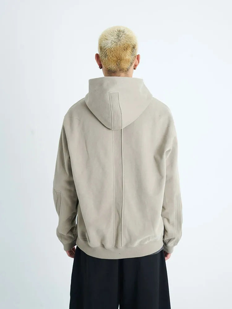 Deep Brown & Grey-Green Patchwork Sweatshirt