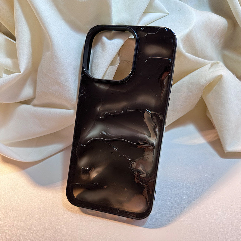 小众浪花黑色纹理适用苹果15Pro手机壳iPhone14Promax高级感16Promax新款17Pro黑边11情侣13硬壳17防摔16小众
