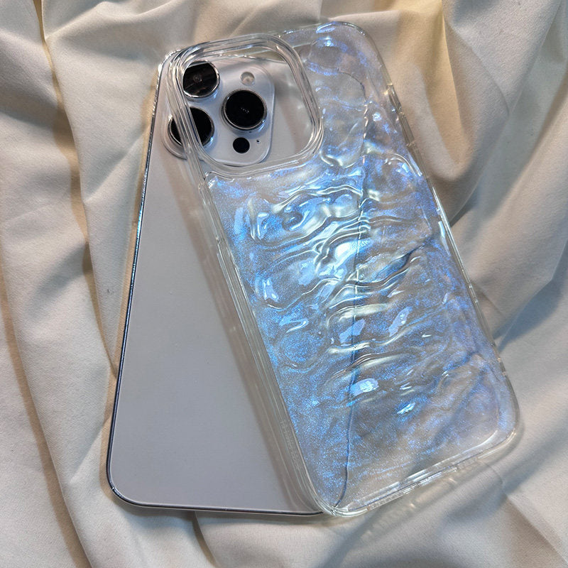 Premium Original Laser Water Ripple Phone Case for Apple 15 Pro Max 16 Pro Simple Transparent 17 Pro Texture 16 Pro Max Xiaohongshu 14 Couple 13 Niche 12 Hard Case Creative