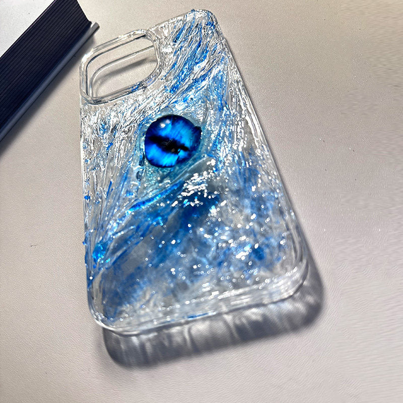 3D Ice Blue Crystal Eye Case for iPhone 15 Pro, 14 Pro Max, Premium Feel, 13 Pro Max New, 16 Pro Original, 11 Niche, XR Hard Case, 12 Anti-drop, 16 Protection, 15