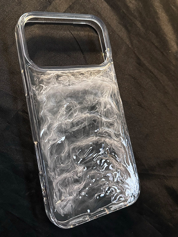 Original Blended White Water Surface Phone Case for iPhone 17Pro 16Pro High-End 15Promax Handmade Simple 14Pro 3D Large Hole 13 Protective 12 Couple X Anti-Drop Creative