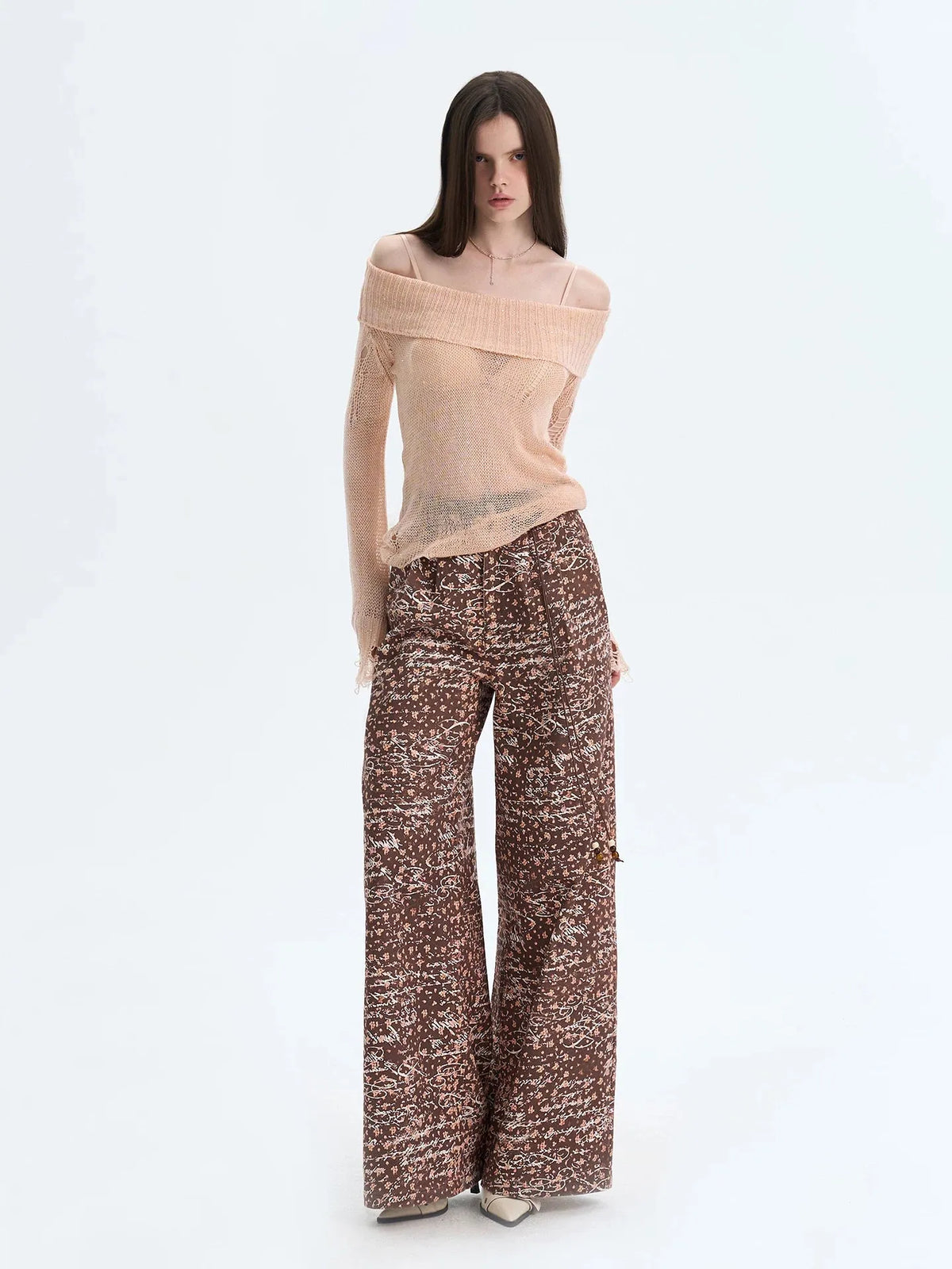 Off-Shoulder Sequin Cut-Out Knit Top