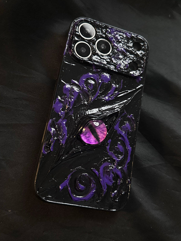 Creative Personalized Purple Mysterious Eye Phone Case for iPhone 17Pro Max, iPhone 16 Pro Premium Feel, 15 Pro Max Handmade Original, 14 Pro Niche Couple, 13 Anti-drop, 12 Full Wrap, 11