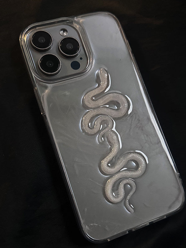 个性原创晕染小白蛇适用iphone16promax手机壳14情侣11苹果13pro立体硬壳12高级感15防摔x小众13promax创意xr