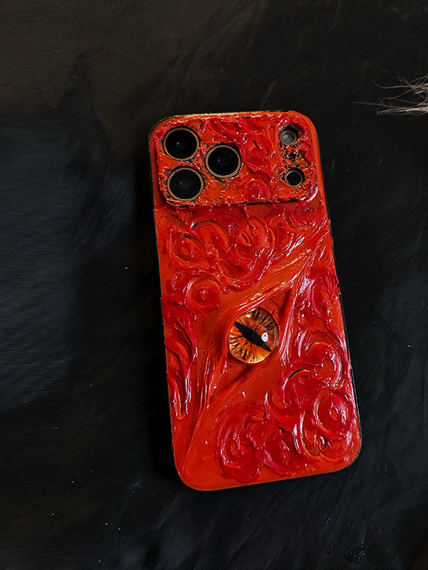 Niche 3D Sunset Eye Phone Case for Apple 17Pro, iPhone 16Promax, Premium 15Pro Handmade, 14Pro Hard Case, 13 Creative, 12 Anti-fall, 11 Protective Cover, X Full Coverage
