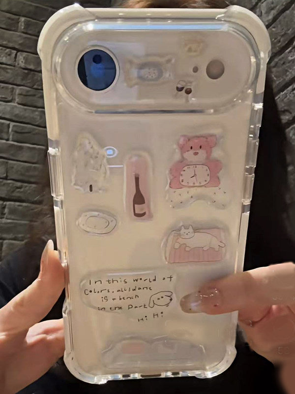 个性可爱卡通熊适用iphone17promax手机壳16情侣透明15苹果14pro硬壳13高级感12防摔11少女16pro创意17新款14
