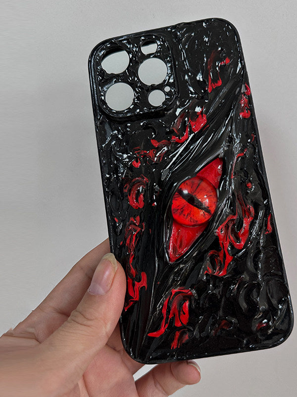 小众红色恶魔眼适用iPhone17pro手机壳15立体苹果16Pro新款14promax情侣12全包13Pro防摔16保护套x硬壳11原创