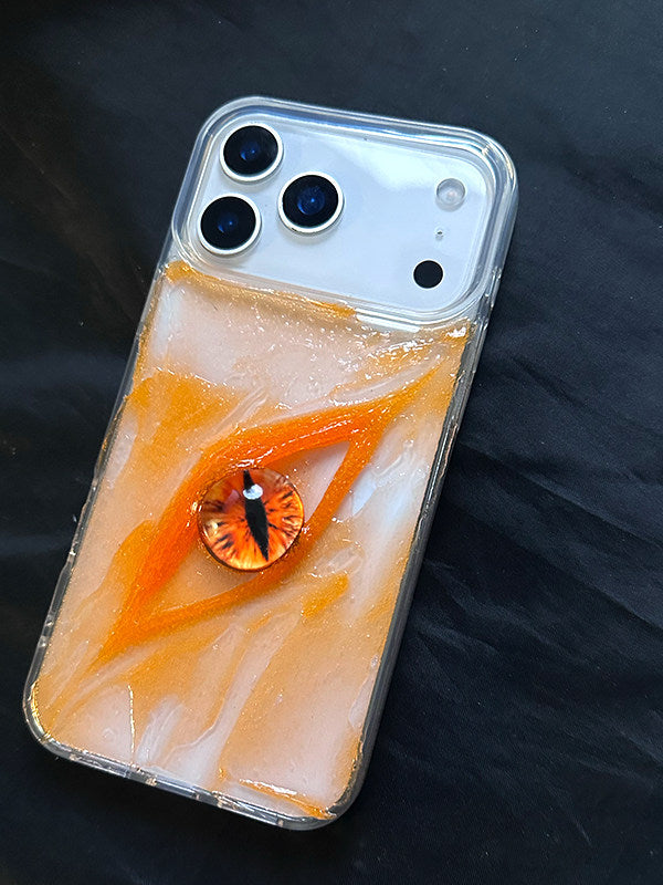 Transparent Minimalist Ice Crystal Starry Orange Eye Phone Case for Apple 17ProMax iPhone 16Pro Premium 15Pro New 14Pro 3D 12 Creative 11 Anti-fall X Protective Case 13