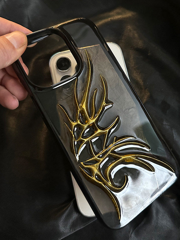 3D Gradient Golden Wings Phone Case for iPhone 16 Pro, iPhone 15 Pro Max Premium Feel, 14 Pro Max Simple, 12 Creative, 11 Drop-proof, 13 Cool X Large Hole Protective Cover, XR Hard Case