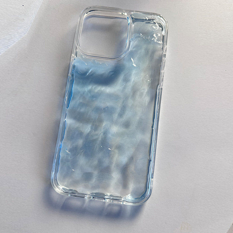 ins薄荷蓝水纹适用苹果15pro手机壳iPhone14Promax高级感16Promax新款12Pro原创11小众16硬壳12防摔15保护套x