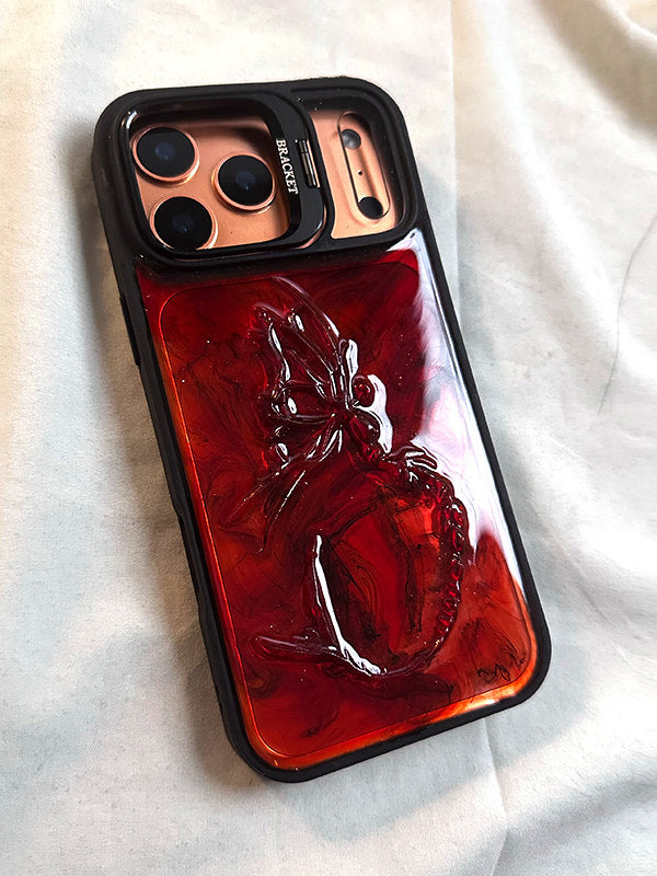 Creative Blush Mermaid Wing Stand Phone Case for Apple 17Pro, iPhone 16Pro Premium Feel, 15Pro New, 14Pro Hard Case, 13 Drip Gel 3D, 12 Anti-fall Protection, 11