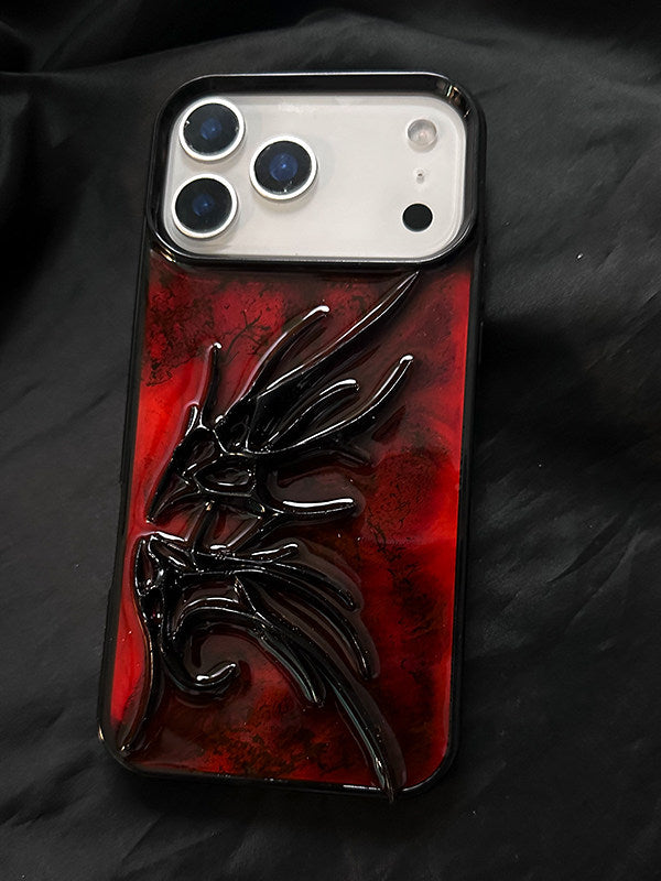 立体红晕染翅膀适用苹果17Pro手机壳16Pro高级感iPhone15Promax新款12硬壳防摔17promax原创16小众13创意14