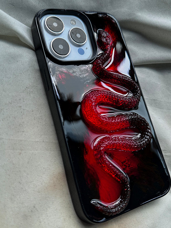 Original Cocoon Breaking Red Snake 3D Case for iPhone 16 Pro, 15 Pro Premium, 17 Pro Max Hard Case, 12 Niche, 11 Creative, 15 Drop Protection, X Protective Cover, 16 Internet Celebrity, 17 Trendy