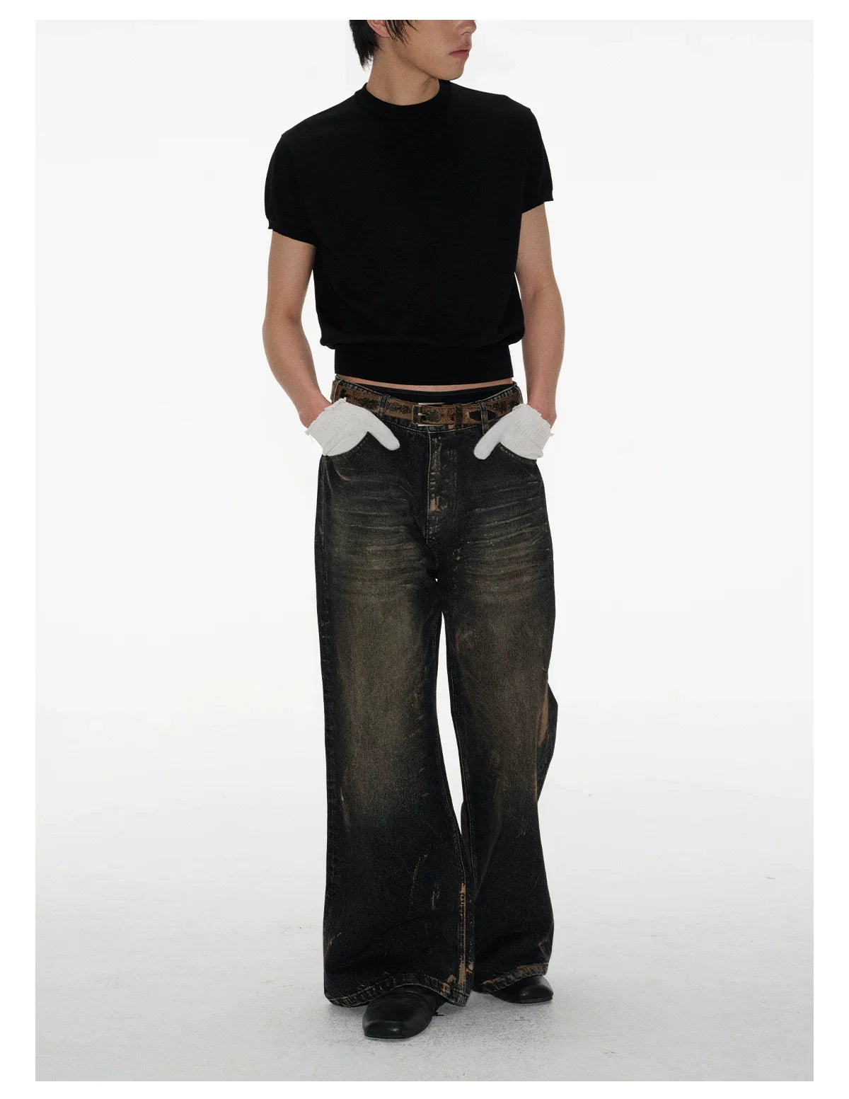 Mock Neck Short-Sleeve Knit Tee