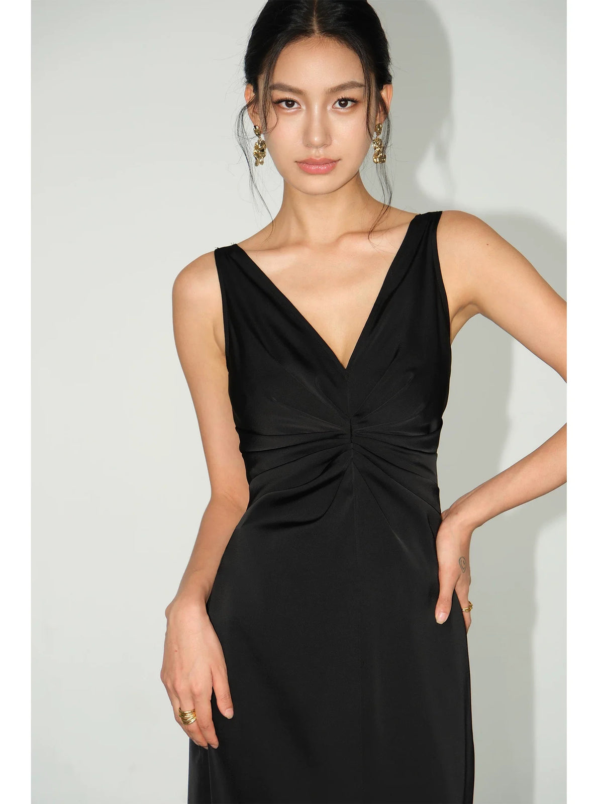 Twilight Drape Knot Satin Maxi Dress