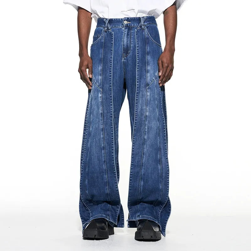 3D Cut Washed Denim Relaxed Jeans