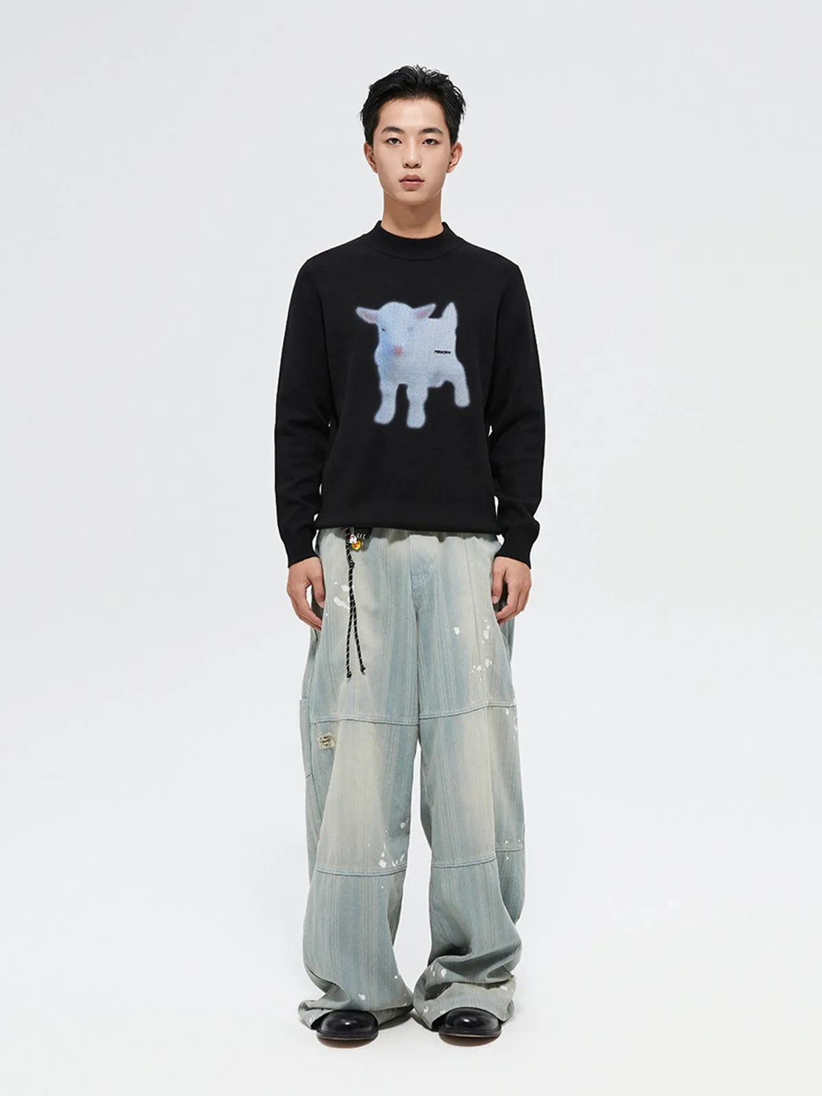 Printed Half-Turtleneck Thermal Base Sweater