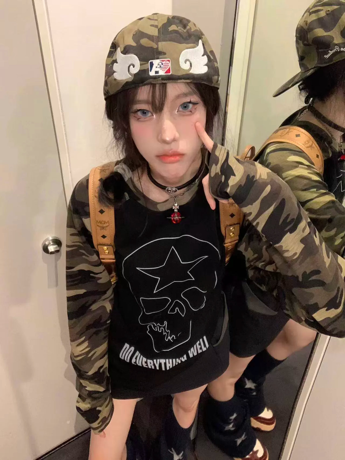Camo Skull Star Raglan Long-Sleeve Tee