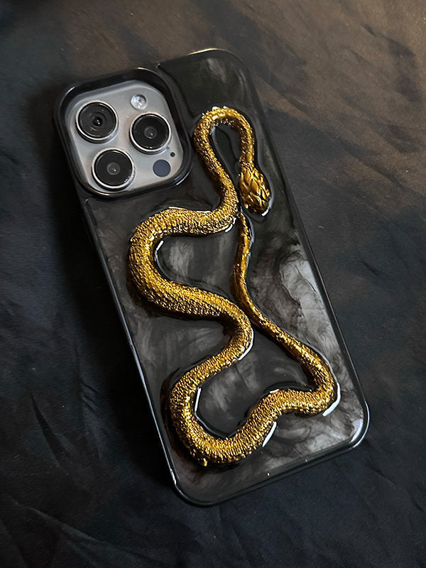 Niche Tie-Dye Golden Serpent King iPhone 17 Pro Case, 16 Pro Couple, 15 Apple 14 Pro Premium Feel, 13 Anti-Drop Hard Case, 12 Pro Max Creative Large Hole, 11 Individual XR Original