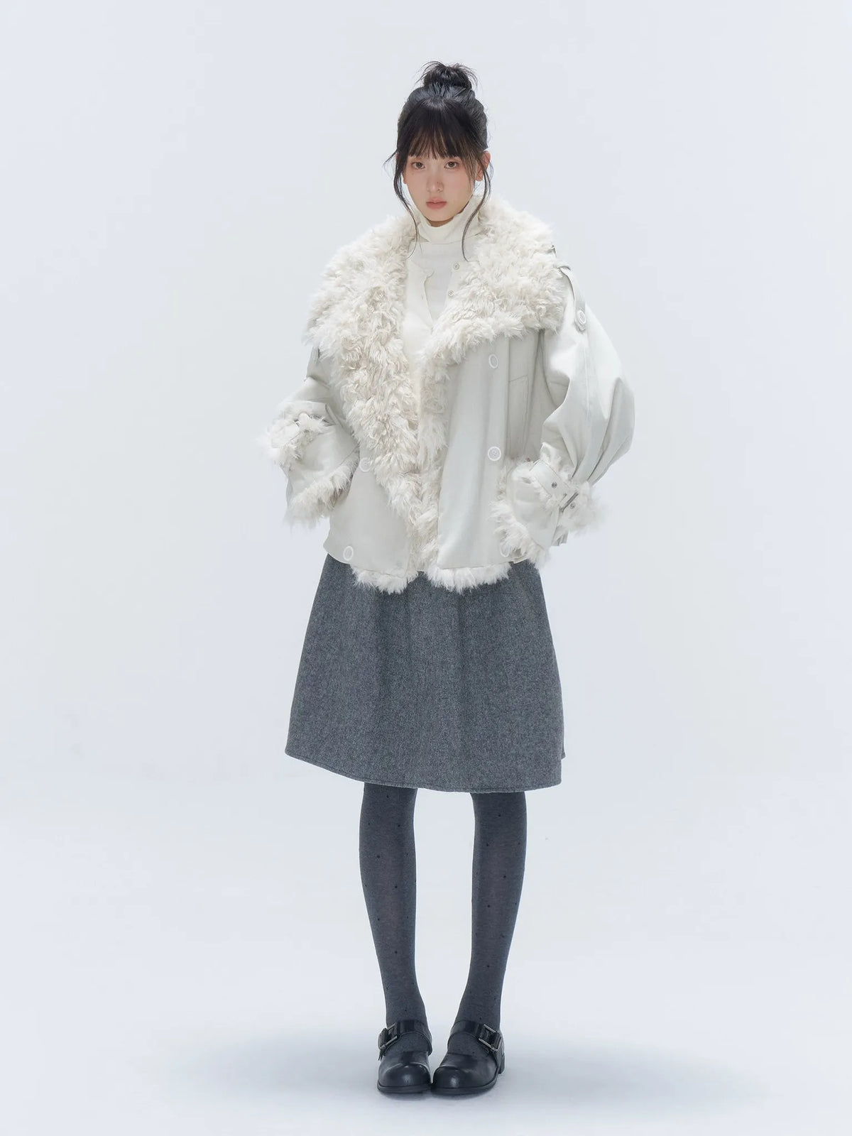 Faux Fur Leopard-Panel Parka Jacket