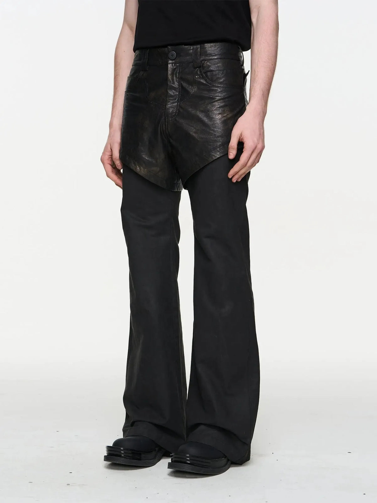 Black 2-in-1 Wide-Leg Pants