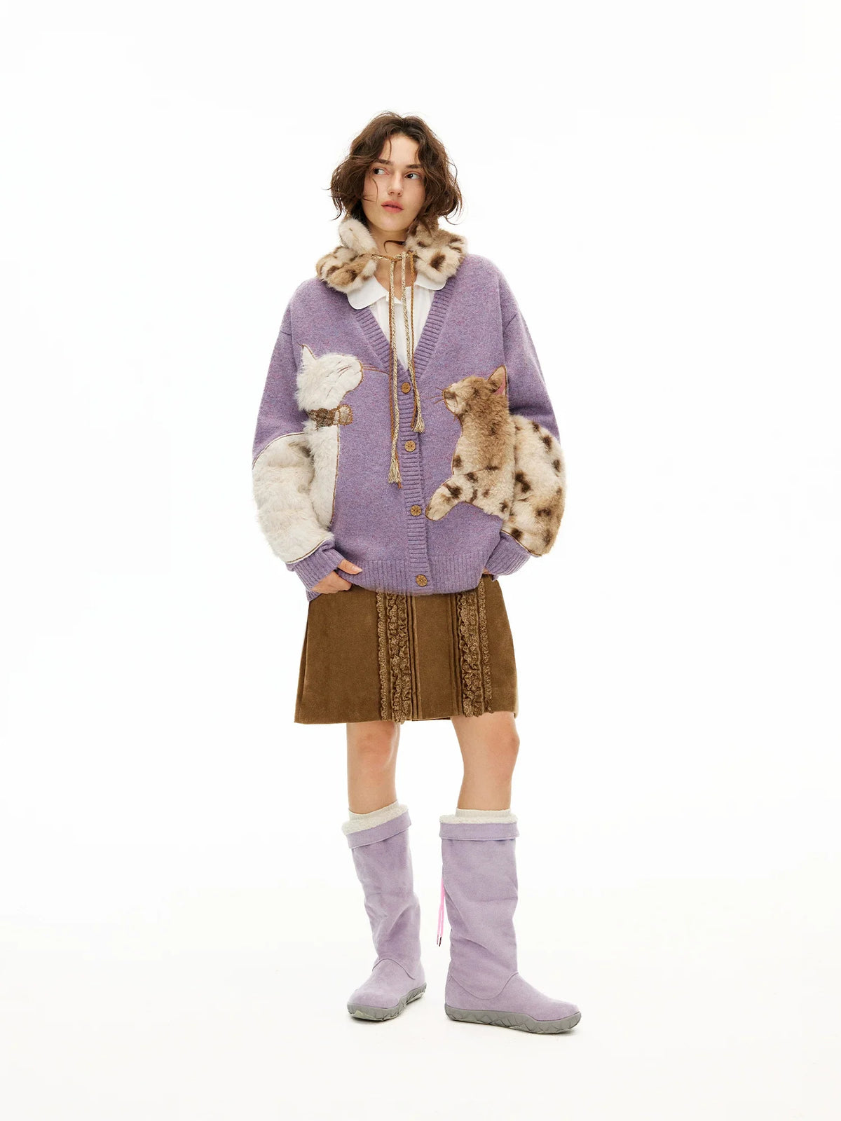 Velvet Purrmates Fuzzy Cat Cardigan