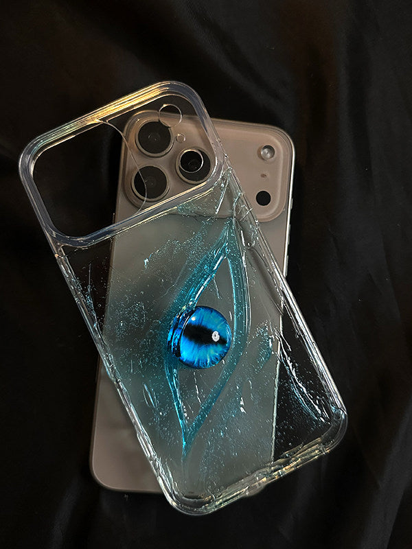 Simple Ice Crystal Blue 3D Phone Case for iPhone 17 Promax, 16 Pro High-End Feel, 15 Pro Handmade Original, 14 Pro Niche Couple, 13 Anti-drop, 12 Full Coverage, 11 Personalized Transparent