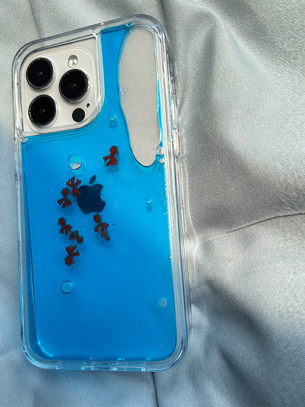 小众金鱼气泡流水降温适用iphone16promax手机壳14透明11苹果13promax大孔保护12高级感x防摔15pro创意17情侣