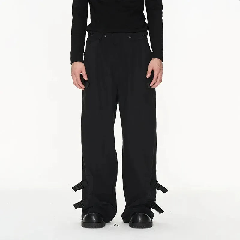 Black Cut-Out Paneled Trousers