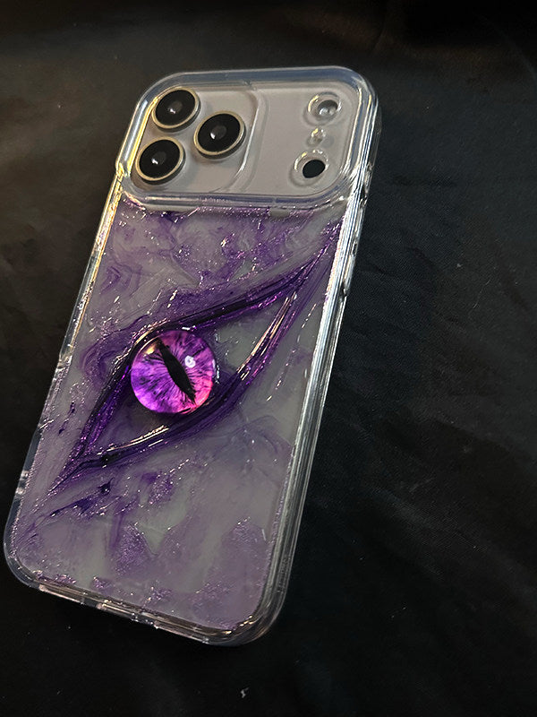 创意冰透紫眼适用17Promax手机壳iPhone16Pro高级感15Promax手工原创14Pro小众情侣13防摔12全包11个性简约