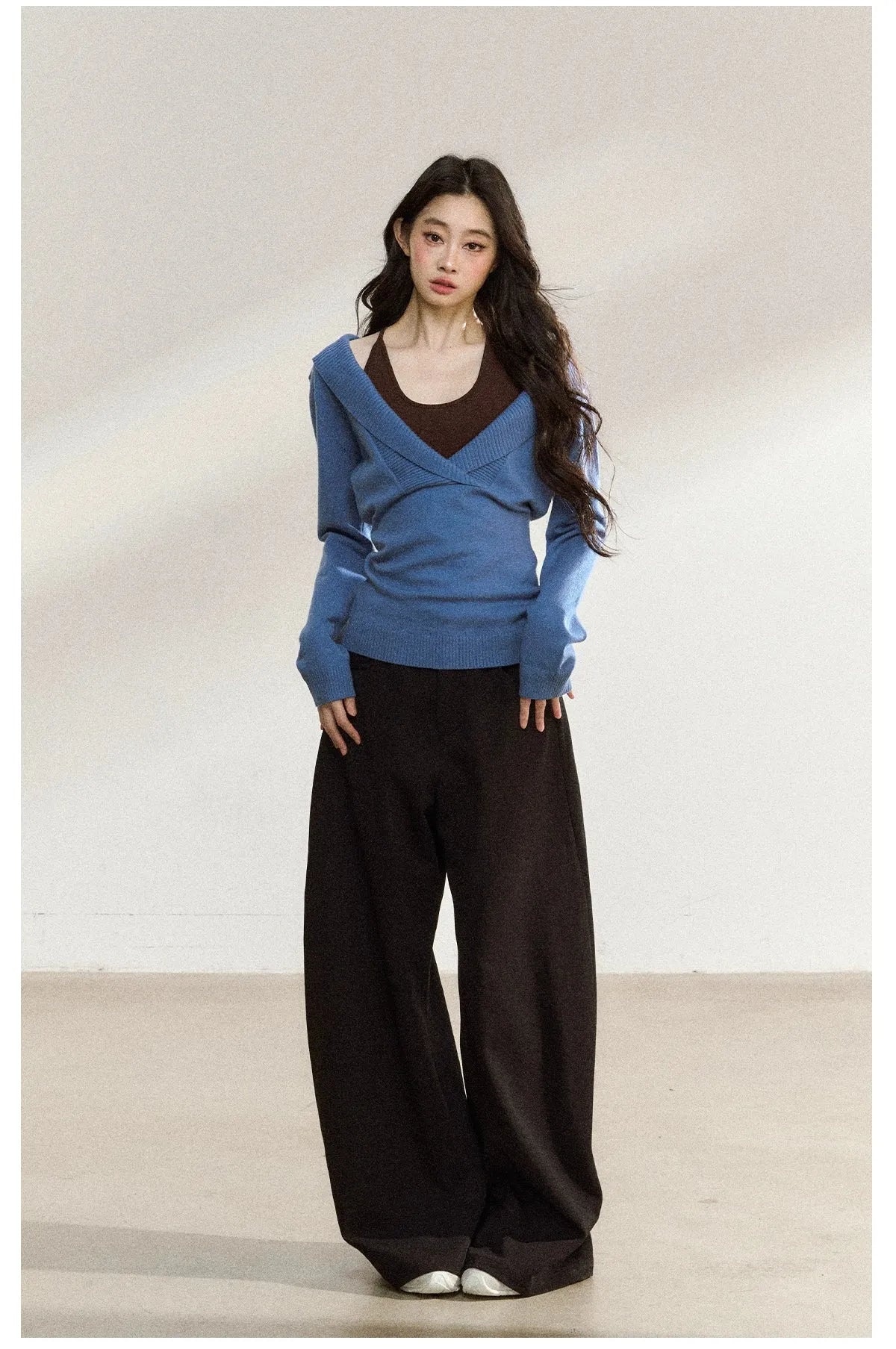 Black Relaxed Straight-Leg Trousers