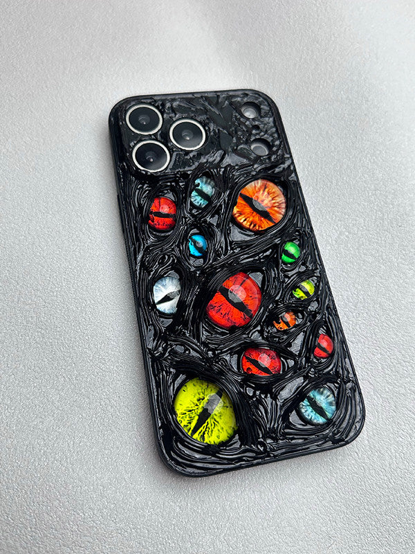 3D Alien Dream Eye Multi-Eye Phone Case for iPhone 17Pro Max, 16Pro Premium Feel, 15Pro Realistic, 14Pro Max Couple, 13 Simple, 12 Niche, Hard Shell XR Full Coverage, 15 Colorful