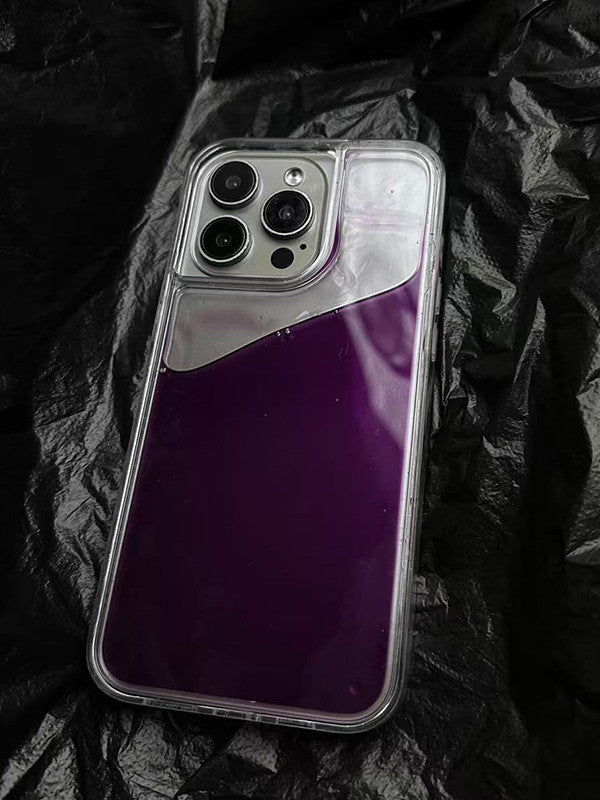 个性紫色流水降温壳适用苹果16Pro手机壳iPhone14Promax高级感15Pro硬壳13小众11透明12Pro防摔x保护套16原创