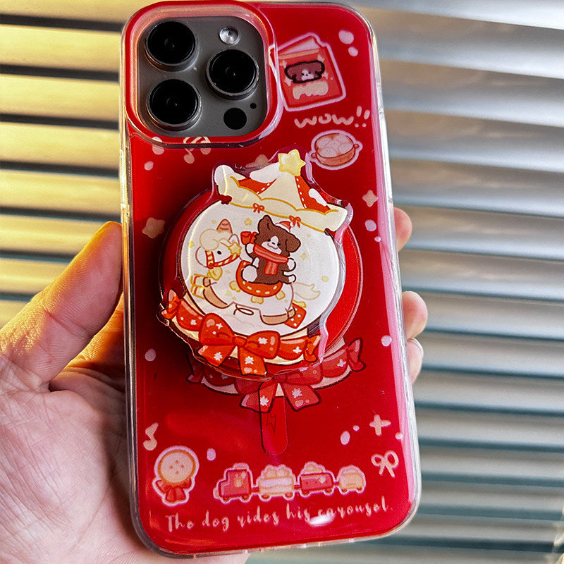 Dragon Year New Year Crystal House Magnetic Phone Holder for iPhone 15 Pro Max Case, iPhone 14 Pro Premium Feel 13 Pro Max Big Red 13 Pro Creative 12 Personalized 11 Protective Case 16