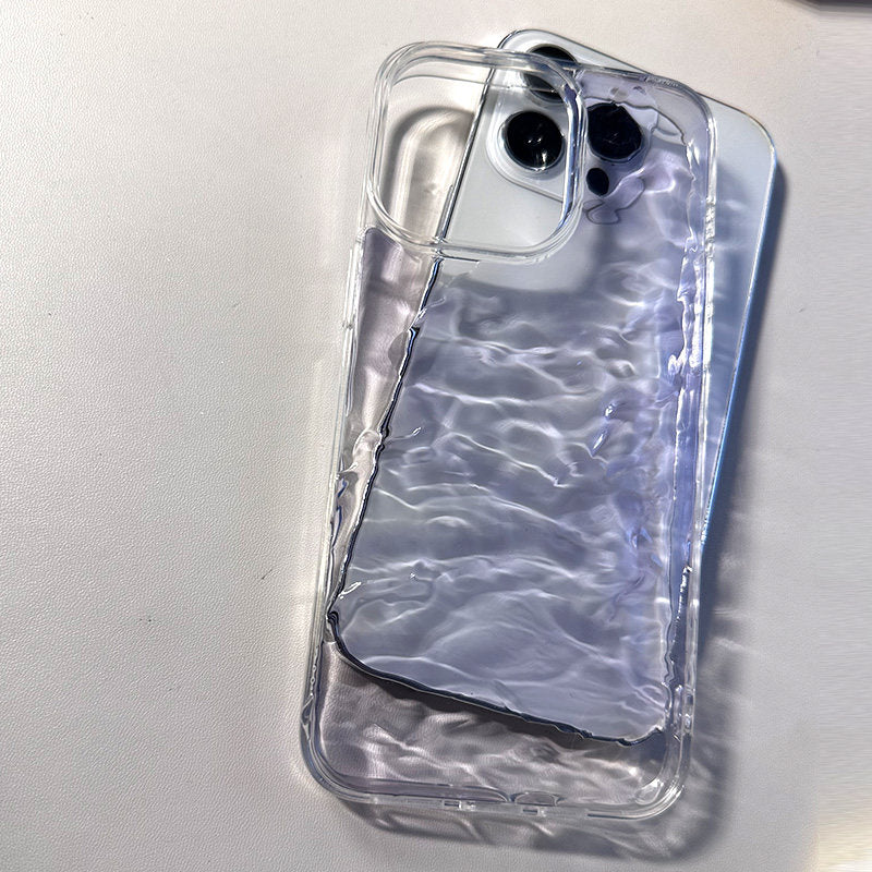 ins简约淡紫海面适用苹果17Pro手机壳iPhone15Promax高级感14Promax立体感13大16Pro个性12创意11防摔16透明