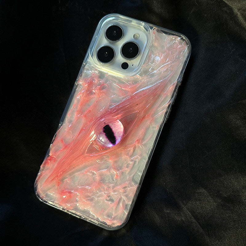 小众樱花粉水晶眼适用苹果16Pro手机壳iPhone15Promax高级感14Pro手工17Pro个性12创意11防摔13保护套x透明