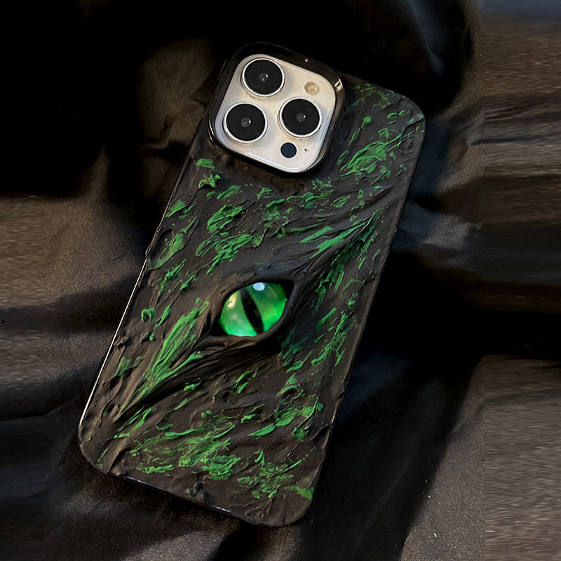 Original dark green eye 3D phone case for iPhone 15 Pro Max, 14 Pro premium, 17 Pro minimalist, 16 Pro Max Xiaohongshu 14 couple, 13 niche, 12 hard case X creative fashion