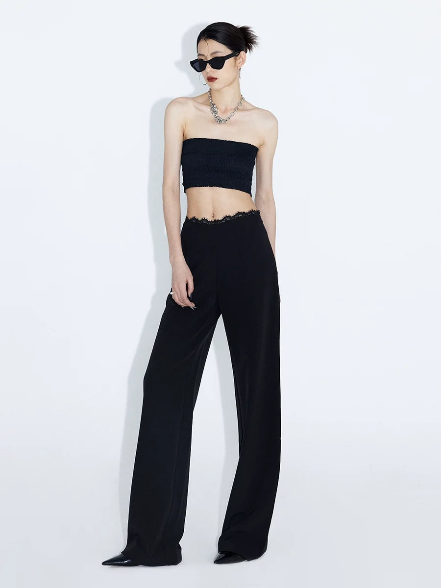 Moonlit Lace-Waist Wide-Leg Pants