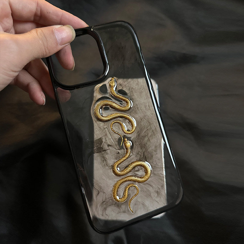 New Year Gradient Gemstone Gold Snake 3D Case for Apple 16Pro iPhone 15Pro High-End 17Pro Handmade Original 12 Metal 14 Year of the Snake 11 Protection 13 New Year 17 Anti-drop